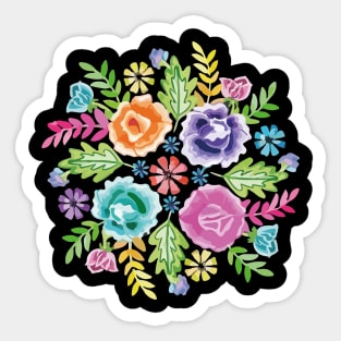 Mexican flower bouquet oaxaca tehuana colorful embroidery decoration Sticker